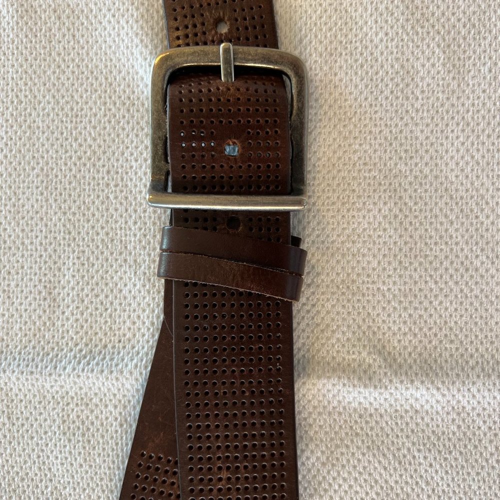 Bill Adler Perforated Brown Leather Belt for Jeans Size 36